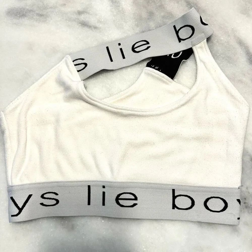 Boys Lie One Shoulder Logo Cutout Ribbed Jersey Tank Bralette White 2XL/3XL